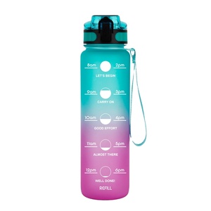 Wholesale 1000ml customized sport plastic water bottle with time marker and motivational words