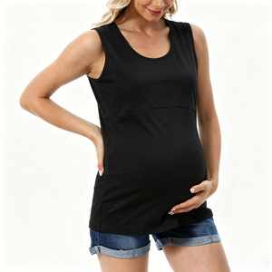 Vêtements d'é<span class=keywords><strong>t</strong></span>é pour femmes enceintes <span class=keywords><strong>T</strong></span>-<span class=keywords><strong>shirt</strong></span> Maternité Allaitement Camisole Solid Tees Breastfeeding Tank Sleeveless Pregnancy Tops - Product Image 6