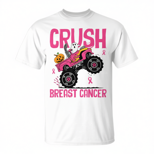 Camiseta infantil Crush Breast Cancer Awareness Monster Truck, manga corta, cuello redondo, unisex, para Halloween, caminatas, carreras y eventos - Product Image 2