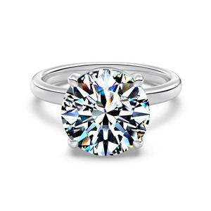 Anillo de Compromiso Dylam de Alta Joyería, Chapado en Rodio, con Piedra de Moissanita de 11 mm y 5 ct, D VVS1, para Mujer - Product Image 1