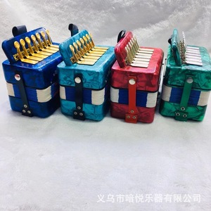 Accordéon pour enfants 7 touches 2 basses, instrument de musique jouet pour enfants de 5 à 7 ans, couleurs bleu royal, bleu ciel, rouge, vert, origine Yiwu - Product Image 2