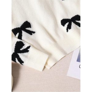 FOXA Girl's <b>Bow</b> Sweater Crew Neck Long Sleeve Loose Pullover Autumn Women's Sweaters - Product Image 4