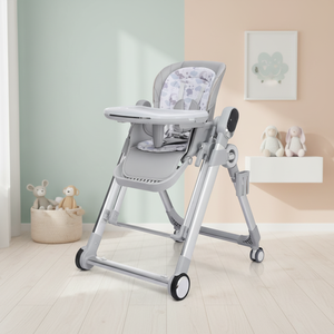 En promotion : Chaise haute 3-en-1 avec plateau double couche, roues silencieuses universelles, hauteur réglable, 6 positions, cadre épaissi, ceinture de sécurité - Product Image 1