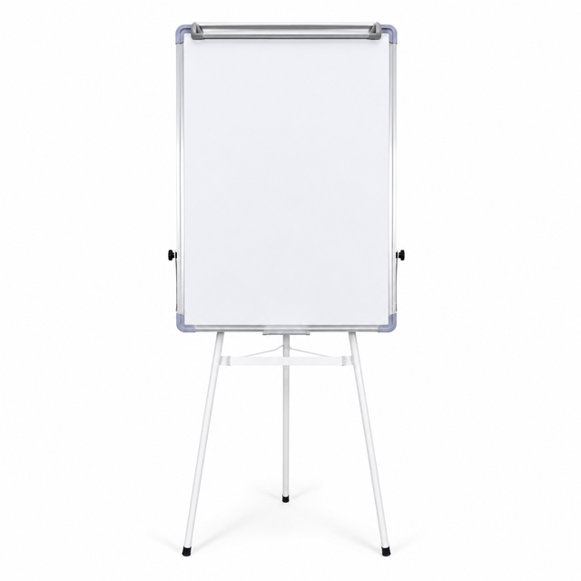 Folding Magnetic Whiteboard with Tripod Easel Flipchart Board in White