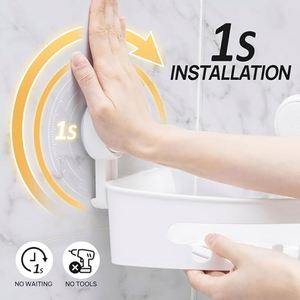 Corner Shower Caddy Suction Cup Shower Caddy Basket Powerful Suction Shower Shelf Waterproof & Oil-proof Bathroom Organizer - Product Image 5