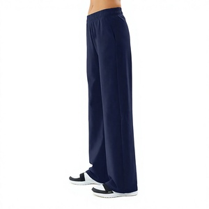 Pantalon décontracté en maille à jambes larges pour femme, taille élastique, couleur unie, coupe ample, longueur intégrale, vente en gros, personnalisé, ODM, hiver - Product Image 6
