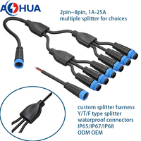 Cable Divisor Impermeable OEM 1 a 2, 1 a 3, 1 a 4, Conector para Lámparas de Cultivo IP65 IP68, Arnés Personalizado para LED Hidropónico de Interior