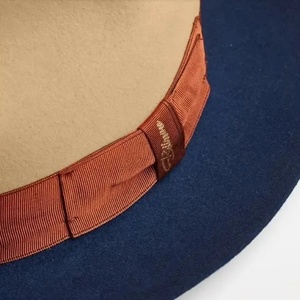 Chapeau Fedora en laine bleue, couronne classique structurée, décontracté, pour l'extérieur, pour homme - Product Image 4