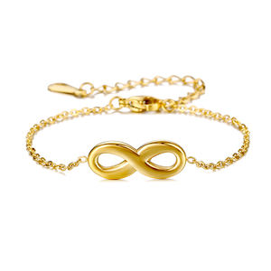 <span class=keywords><strong>Bracelet</strong></span> personnalisé en acier inoxydable plaqué or 18K PVD, lien de chaîne Infinity Love Sign 8 pour femmes et filles, vente en gros - Product Image 1