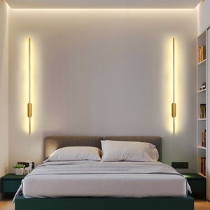 Unique Modern Linear <b>Wall</b> Lamp Stainless Steel Long Strip <b>Light</b> For Living Room Bedroom Background Lighting - Product Image 4