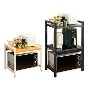 Étagère de rangement de cuisine extensible et écologique pour <span class=keywords><strong>micro</strong></span>-ondes, fruits et vaisselle, réglable et rétractable, double, pour comptoir - Product Image 4