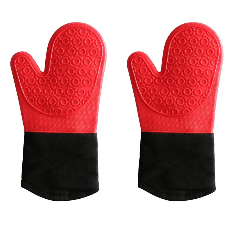 Doppels chichtige Ofen handschuhe Hitze beständige Back handschuhe mit Küchen handschuhen aus Silikon und Baumwolle Flexible Ofen handschuhe für die Mikrowelle