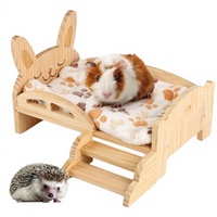 Abri en bois pour cochon d'Inde avec escalier, petite maison pour animaux de compagnie pour hamster, lapin, chinchilla, abri intérieur moderne, confortable et chaud, décoration de cage