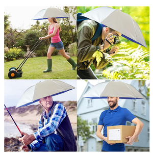 Chapeau parapluie léger et pliable, protection solaire et pluie, logo personnalisé, tissu pongé 190T, vente en gros, parapluie de tête pour le jardin - Product Image 2