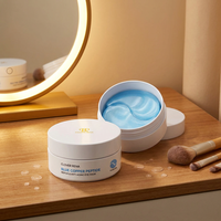 CLOVER RENA Patchs pour les yeux en feuille de cristal bleu organique avec peptide de cuivre et acide hyaluronique, anti-âge, anti-poches, anti-cernes, hydratant