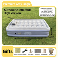 Matelas gonflable d'extérieur pour randonnée avec pompe intégrée, lit d'appoint pliable individuel, épais et floqué, pour usage domestique
