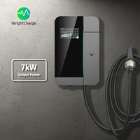 Cargador de Pared para Vehículos Eléctricos de 7kW, Trifásico, Tipo 1/Tipo 2/GBT/NACS, con Certificación CE TUV, OCPP, RFID, WiFi, para Uso Comercial, WrightCharge