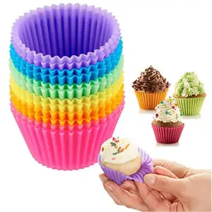 12 teile/satz Silikon Kuchen form Runde geformte Muffin Cupcake Backformen Küche Kochen Back geschirr Maker DIY Kuchen Dekorieren Werkzeuge