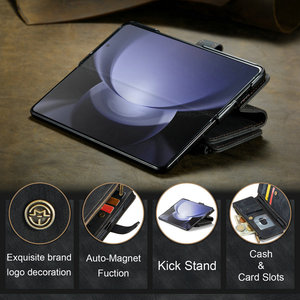 Funda de cuero CaseMe Portalápices <span class=keywords><strong>para</strong></span> <span class=keywords><strong>Samsung</strong></span> <span class=keywords><strong>Galaxy</strong></span> Z FOLD 5, funda con imán de bolsillo con ranuras <span class=keywords><strong>para</strong></span> tarjetas ocultas <span class=keywords><strong>para</strong></span> <span class=keywords><strong>Samsung</strong></span> Z Fold 5 4 3 - Product Image 4