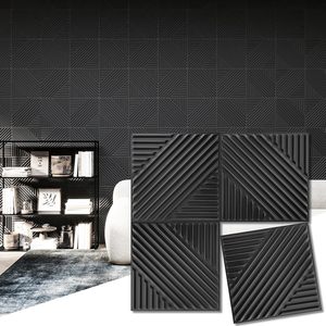 Panneaux muraux en PVC géométriques noirs à prix d'usine, imperméables, texturés, décoratifs pour salon, hôtel, bureau, intérieur - Product Image 5