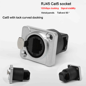 Conector <span class=keywords><strong>de</strong></span> <span class=keywords><strong>Red</strong></span> <span class=keywords><strong>RJ45</strong></span> CAT5, Adaptador Ethernet Hembra para Montaje en Panel, Conector Tipo D Metálico - Product Image 2