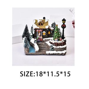 Led natale inverno case del villaggio di natale statuette di natale in miniatura resina ornamento Led vacanza arredamento interno camera - Product Image 4