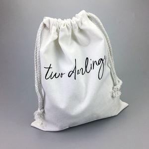 Hot Sale Custom Portable Natural Cotton Canvas Cloth <b>Fabric</b> Laundry Drawstring <b>Bag</b> for Hotels - Product Image 1