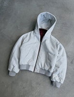 Blouson Bomber Réversible à Capuche, Coupe Oversize, Double Motif Écossais, Nylon et Polaire Épaisse Rembourrée, Style Streetwear, Fermeture Éclair