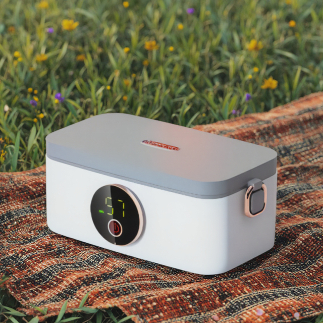Portable Wireless Electric Stainless Steel Lunch Box Self-Heating USB Battery Rechargeable Digital LED Display 1L Capacity