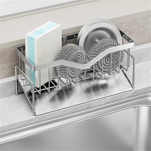Wall-Mounted <b>Kitchen</b> Sink Sponge Drain <b>Rack</b> with Automatic Water Removal Eco-Friendly 304 Stainless Steel Modern Design - Product Image 4