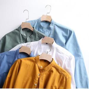 Camisa de Hombre de <span class=keywords><strong>Manga</strong></span> <span class=keywords><strong>Larga</strong></span> de Algodón Oxford con Cuello Alto Formal, Nuevo Estilo Casual para <span class=keywords><strong>Trabajo</strong></span> y Ocio para Otoño - Product Image 1