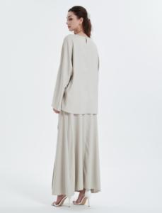 Ramadan Kebaya Màu Rắn Đơn Giản Lỏng Áo Dài Với Slit Eo Tay Áo Abaya Hồi Giáo Dresses - Product Image 4