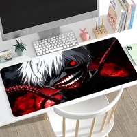 Tapis de souris gaming grand format style anime sombre, tapis de bureau étendu