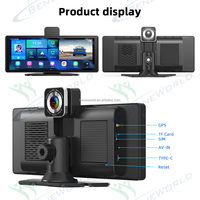 Écran de voiture portable 4G Android 15 avec Carplay sans fil, Android Auto, enregistreur DVR double canal, Octa Core 8+128 Go, 4+64 Go, EOM disponible