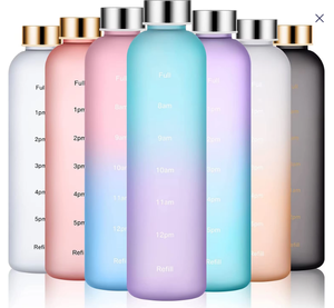 Bouteille d'eau Kecolove 1000 ml, personnalisable, pour le sport, la salle de sport, avec suivi de l'hydratation par heure, finition mate, cadeaux - Product Image 3