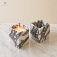 Décoration d'appoint de table en marbre de luxe Luca, ornement moderne en cube de pierre naturelle Calacatta Viola pour la maison et le salon