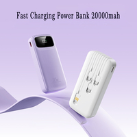 Nouvelle banque de puissance de grande capacité 20000mah charge rapide affichage LED sortie USB-C PD 22.5W Powerbanks intégré 4 câbles avec cordon