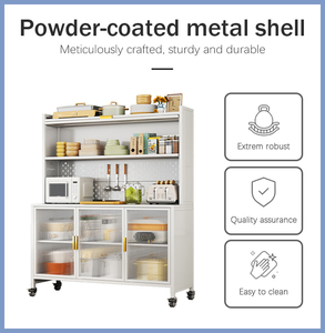 Moderno Armadio in Acciaio a 5 Ripiani, Ecologico, Modulare, Salvaspazio, Multiuso, Credenza per Soggiorno e Sala da Pranzo - Product Image 6