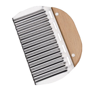 Outils de découpe de légumes de cuisine, coupe-frites ondulées en acier inoxydable <span class=keywords><strong>facile</strong></span> à utiliser, manche en bois, coupe-frites ondulées - Product Image 3