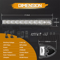 Barre lumineuse LED 4x4 de 21,5 pouces, triple rangée, faisceau combiné blanc, 12V, montage sur toit, éclairage latéral pour véhicule tout-terrain