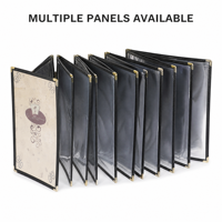 Porte-menu accordéon A4 en PVC, 10/12 plis, pour restaurant, avec coins dorés, logo personnalisé disponible