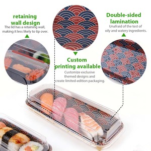 Custom Printed Japanese Style Kraft Paper Sushi <b>Box</b> with Anti-fog Lid, Disposable Takeaway Sushi <b>Container</b>, Food Grade & Oil Pro - Product Image 3