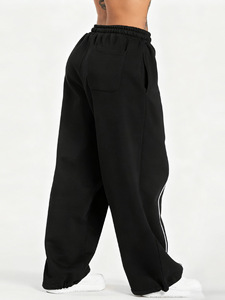 <span class=keywords><strong>Pantaloni</strong></span> Casual Neri da Donna con Strisce <span class=keywords><strong>Bianche</strong></span> <span class=keywords><strong>a</strong></span> Contrasto <span class=keywords><strong>Pantaloni</strong></span> Sportivi <span class=keywords><strong>a</strong></span> Gamba Larga con Elastico in Vita <span class=keywords><strong>Pantaloni</strong></span> Lunghi Ampi - Product Image 5