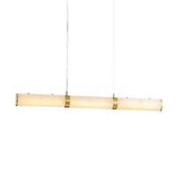 Luminaire suspendu moderne et simple en cuivre et albâtre, contemporain, 3000K, hauteur réglable, décoration intérieure