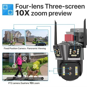 360 hogar <span class=keywords><strong>4</strong></span> lentes 16MP CMOS inalámbrico 4G tarjeta SIM seguridad 10X Zoom PTZ Bullet Cámara gran angular exterior 3,5 pulgadas tarjeta SD 1 año - Product Image 3
