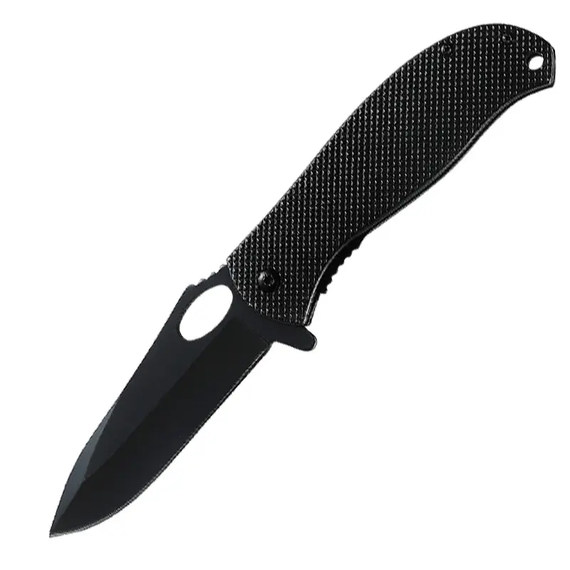 Охотничий нож с черным покрытием, карманный нож из нержавеющей стали с алюминиевой ручкой на заказ