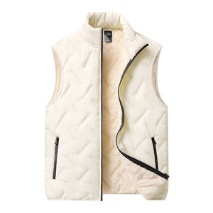 Gilet foderato in pile Sherpa in tela invernale da <span class=keywords><strong>uomo</strong></span> senza maniche <span class=keywords><strong>con</strong></span> Zip giacca da viaggio calda all'aperto <span class=keywords><strong>con</strong></span> Logo - Product Image 1