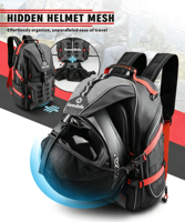 Sac à dos de moto avec support de casque et filet de rangement, grande capacité 35L, en tissu Oxford, sac de voyage, OEM ODM