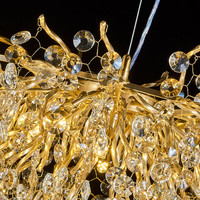 Grand projet de décoration intérieure sur mesure Luminaire suspendu Hôtel Villa Branche d'arbre moderne Lustres rectangulaires en cristal