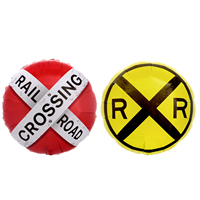CYmylar 18 pouces Railroad Crossing Ballons en aluminium No Pass Traffic Sign Ballons Globos pour Traffic Train Party Decoration